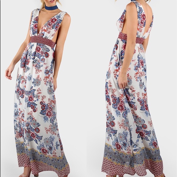 None Dresses & Skirts - Halter floral maxi dress